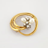 Elegante Brosche aus Gold mit Perlen und Diamanten