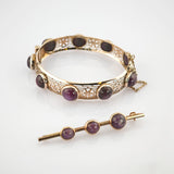 Elegantes Schmuckset aus Gold mit violetten Saphiren - insgesamt ca. 50 ct.