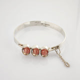 Modernistisches Schmuckset aus Silber mit Rosenquarz