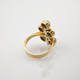 Elegantes Granat-Schmuckset aus Gold, bestehend aus Ring und Ohrclips, um 1970