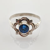 Jugendstil-Silberring mit blauem Glasstein