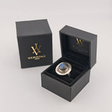 Statement-Silberring mit blauem Iolit-Cabochon aus den 1970er Jahren
