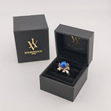 Statement-Ring aus Silber mit blauem Farbstein um 1980