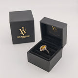 Statement-Ring aus Silber mit gelbem Farbstein um 1940