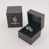 Versilberter Statement-Ring mit Nephrit um 1970