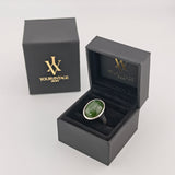 Statement-Silberring mit Nephrit-Cabochon um 1970