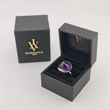 Statement-Silberring mit riesigem Amethyst um 1970