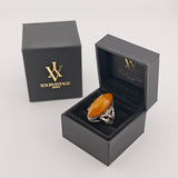 Vintage-Ring aus Silber mit honigfarbenem Farbstein