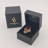 Statement-Ring aus Silber mit braunem Farbstein