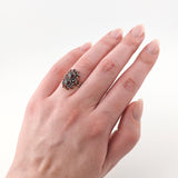 Vintage Silberring mit Granat-Cabochons im Art Déco Stil