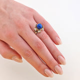 Statement-Ring aus Silber mit blauem Farbstein um 1980