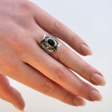 Mystischer Silberring mit schwarzem Onyx