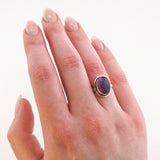 Klassischer-Silberring mit Amethyst in Cabochon-Schliff um 1970