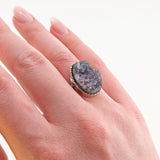 Statement Silberring mit Amethyst-Druse aus den 1970er Jahren