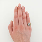 Vintage-Ring aus vergoldetem Silber mit hellblauem Spinell