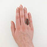 Statement-Ring aus Silber mit braunem Farbstein