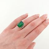 Statement-Ring aus Silber mit grünem Nephrit