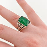 Statement-Ring aus Silber mit grünem Nephrit