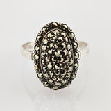 Eleganter Silberring mit Markasiten um 1930