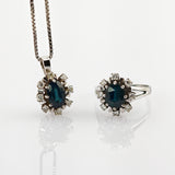 Klassisches Weißgold Set mit Diamanten mit Kette, Anhänger und Ring