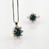 Klassisches Weißgold Set mit Diamanten mit Kette, Anhänger und Ring