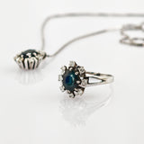 Klassisches Weißgold Set mit Diamanten mit Kette, Anhänger und Ring
