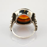 Vintage-Silberring mit rundem Bernstein