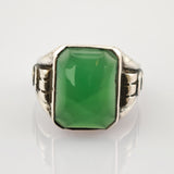 Statement-Ring aus Silber mit grünem Nephrit