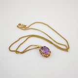 Mid-Century Amethyst-Anhänger mit Goldkette