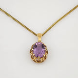 Mid-Century Amethyst-Anhänger mit Goldkette