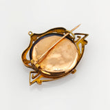Jugendstil Brosche Gold mit Lapislazuli & Spinell