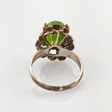 Silberring mit grünem Cabochon im Stil des Jugendstil