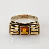 Art-Déco-Ring aus Gelbgold mit Citrin