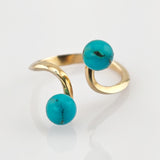 Goldring mit Türkis im Stil des Mid-Century