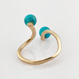 Goldring mit Türkis im Stil des Mid-Century