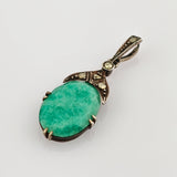 Art Deco Anhänger mit Chrysopras und Markasiten