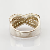 Silber Ring mit grünen Steinen und Klarakzenten
