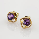 Ohrringe aus Gold mit violetten Amethysten