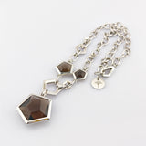 JOOP! Silber Halskette mit Rauchquarz, geometrisches Design um 2000