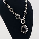 JOOP! Silber Halskette mit Rauchquarz, geometrisches Design um 2000