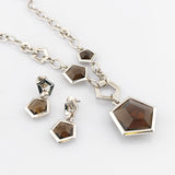 JOOP! Silber Set mit Rauchquarz – Halskette & Ohrhänger, geometrisches Design um 2000