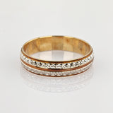 Goldring Gelb- und Weißgold mit Ziergravur, datiert 1992