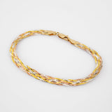Goldarmband Tricolor geflochten