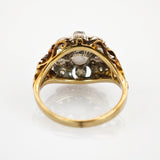 Goldring Bicolor Perle Diamanten floral Jugendstil