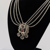 Silbercollier mit Granaten - Historismus um 1900