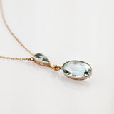 Gold Kette mit blauem Quarz und Perle