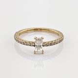 Goldring mit Glassteinen, Baguetteschliff um 1960