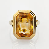 Goldring mit gelbem Spinell Art-déco Stil