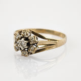 Goldring mit Diamantblüte im Stil des frühen 20. Jahrhunderts