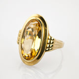 Goldring mit Citrin im Stil der 1960er Jahre